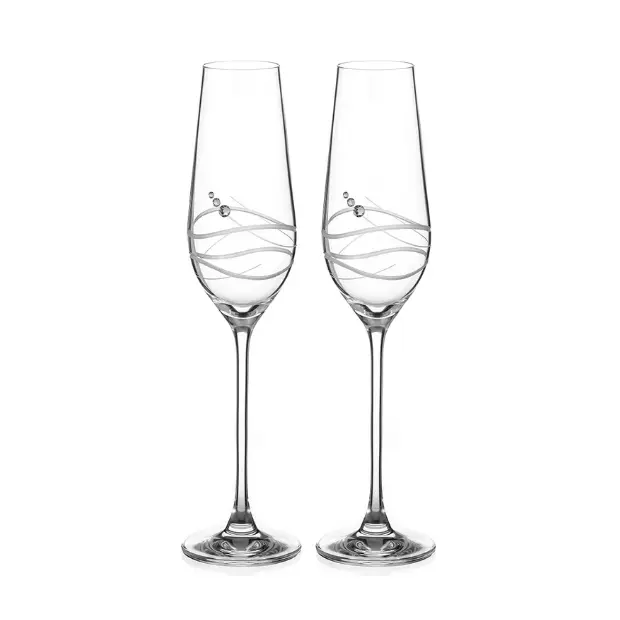 Diamante Champagne Flute with Modena Spiral Cutting - Pair in Gift Box