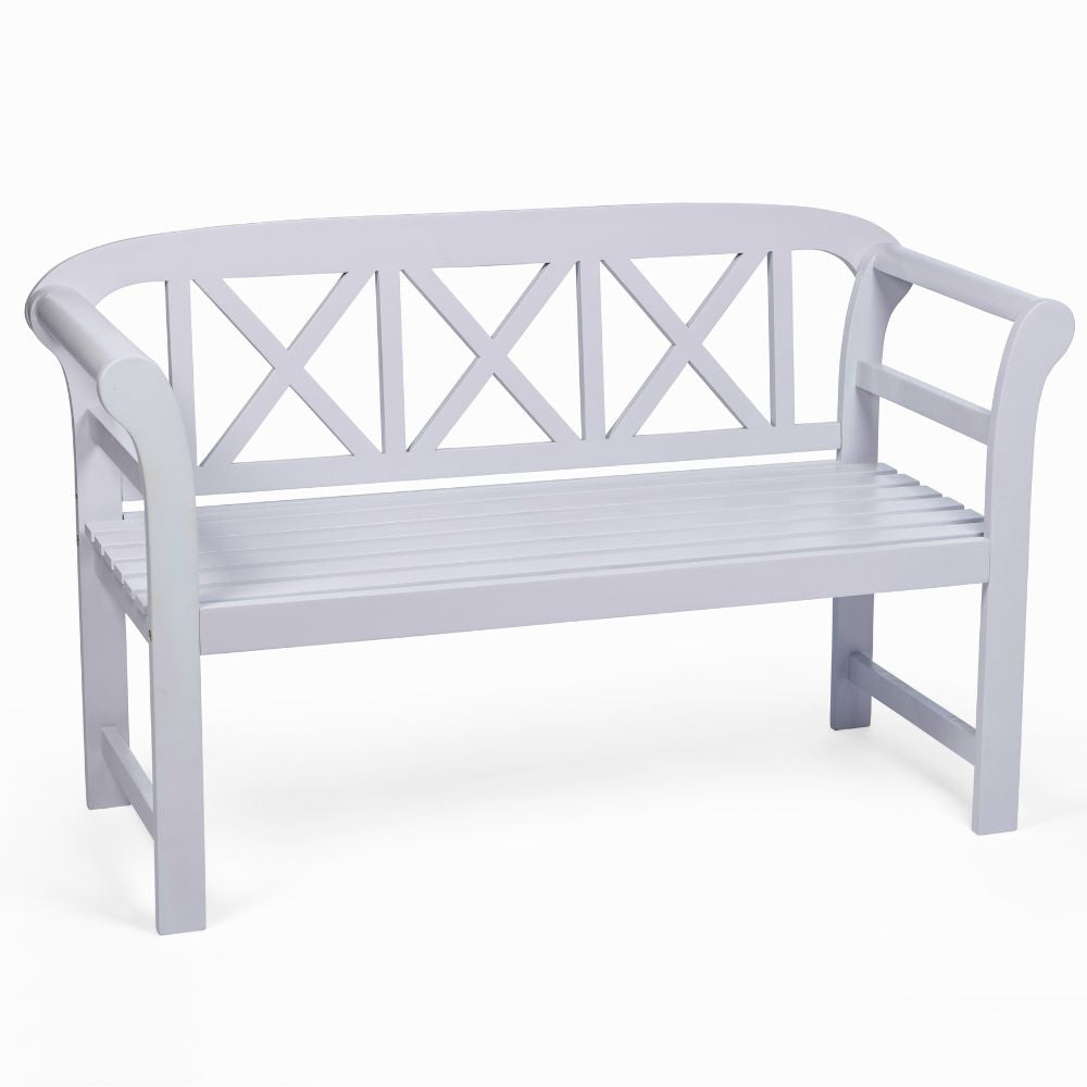 Bewdley Outdoor Garden Bench – Solid Acacia Wood with Pearl White Finish