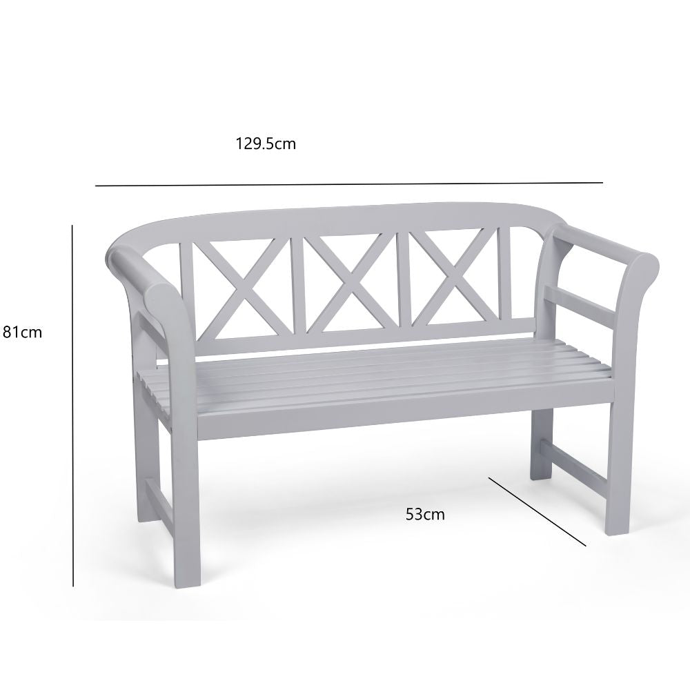 Bewdley Outdoor Garden Bench – Solid Acacia Wood with Pearl White Finish