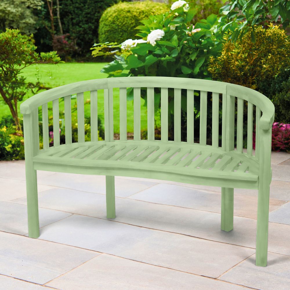Greenhurst Woodfield Curved Garden Bench in Natural & Sage Green