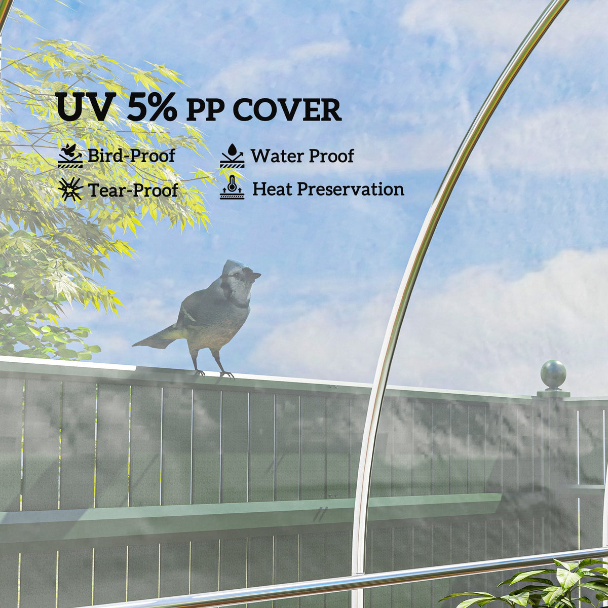 Outsunny 6 X 10m UV Resistant Waterproof Plastic Polytunnel Cover, Clear