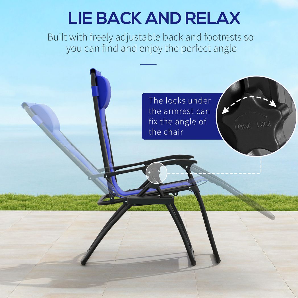 Outsunny Zero Gravity Lounger Folding Recliner Chair w/ Cup Holder