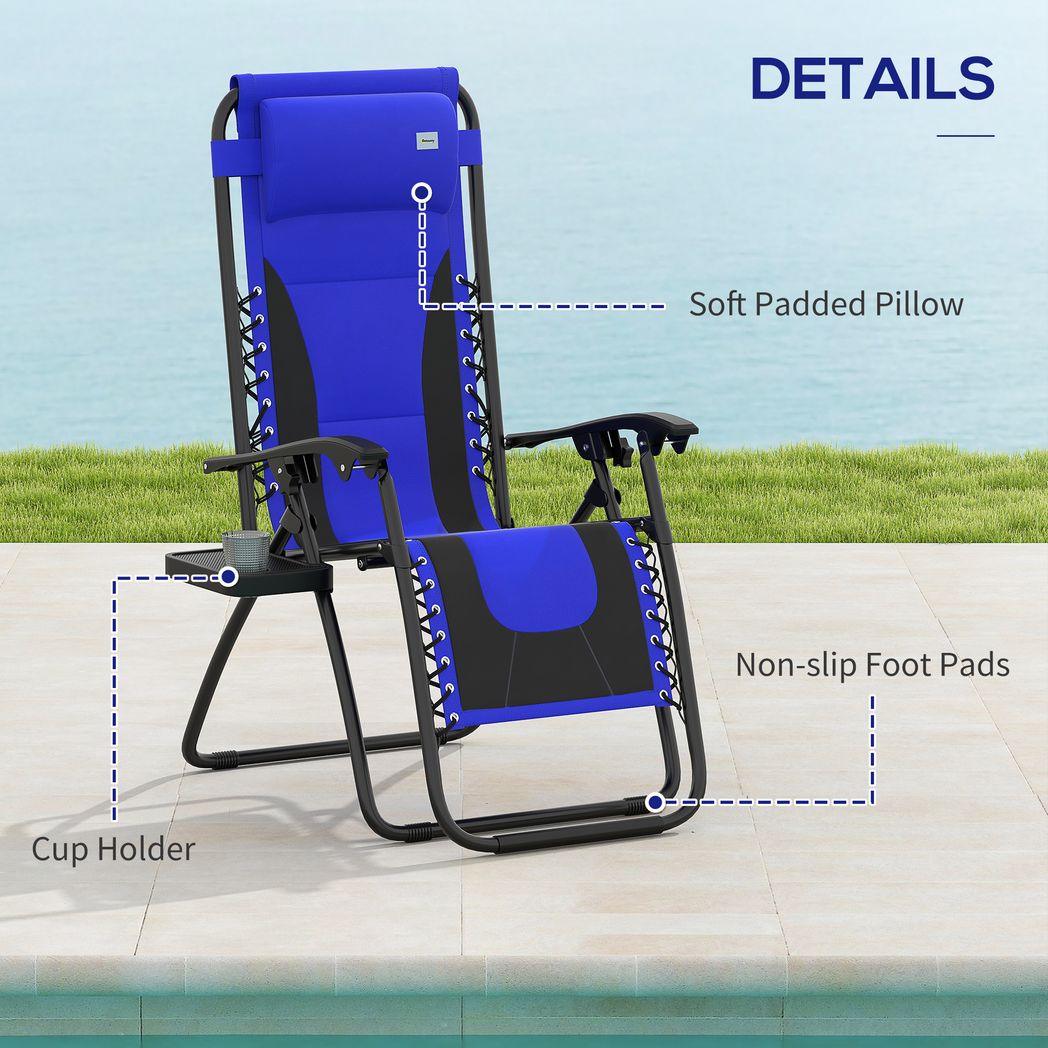 Outsunny Zero Gravity Lounger Folding Recliner Chair w/ Cup Holder
