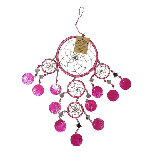 Capiz Dream Catcher, No Feathers, 12cm, Pink