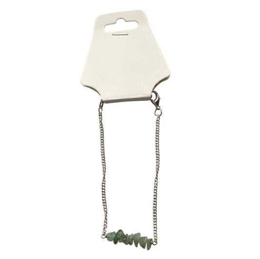Silver Chain Chips Bracelet, Green Aventurine