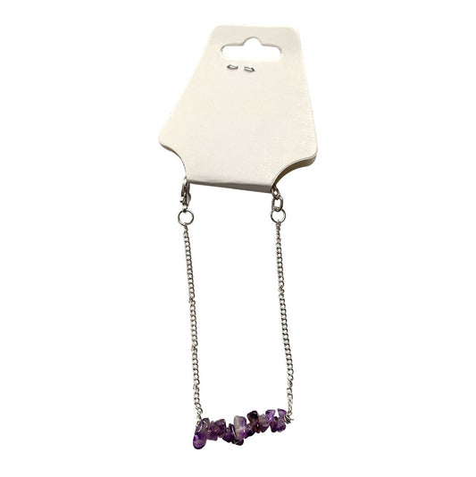 Silver Chain Chips Bracelet, Amethyst