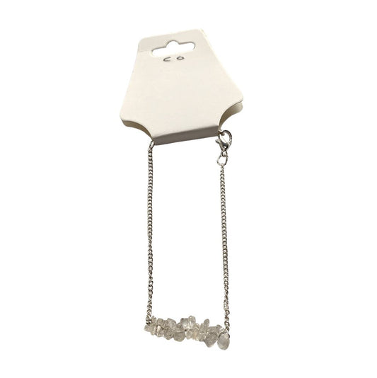 Silver Chain Chips Bracelet, Clear Quartz