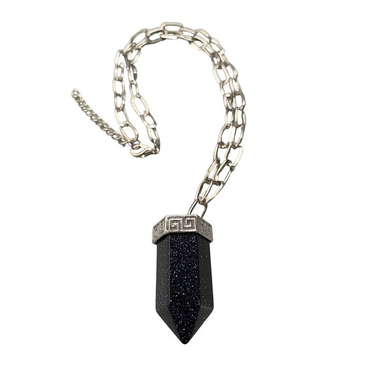 Chunky Point Pencil Pendant, 3.5x1.5x1.5cm, Blue Goldstone