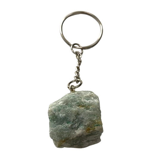 Raw Rough Cut Keychain, 9x3x3cm, Green Aventurine