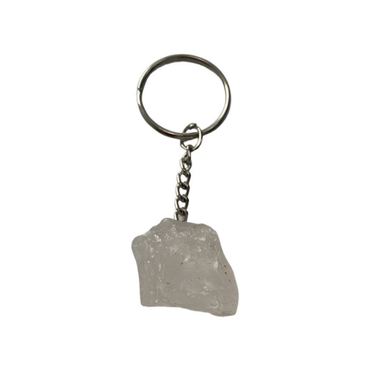 Raw Rough Cut Keychain, 9x3x3cm, Clear Quartz