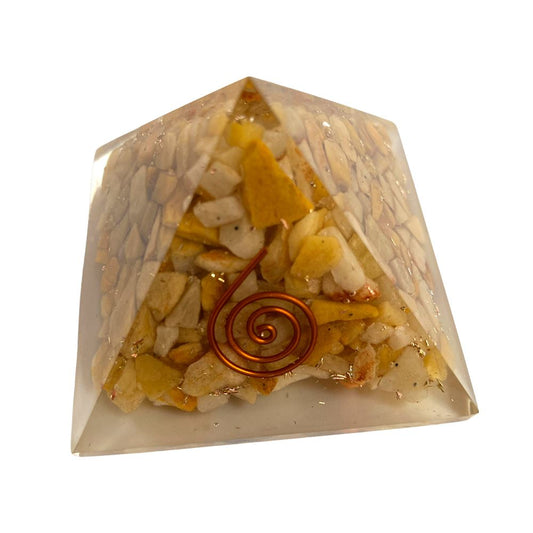 Orgone Reiki Healing Pyramid, Yellow Aventurine, 5.5cm