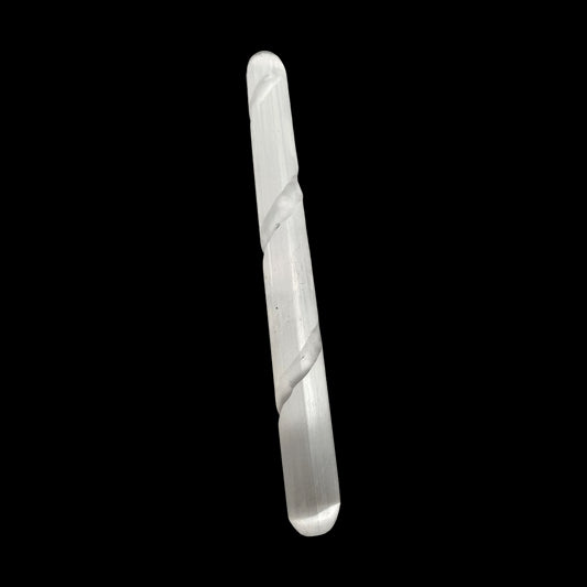 Selenite Spiral Wand, 14cm