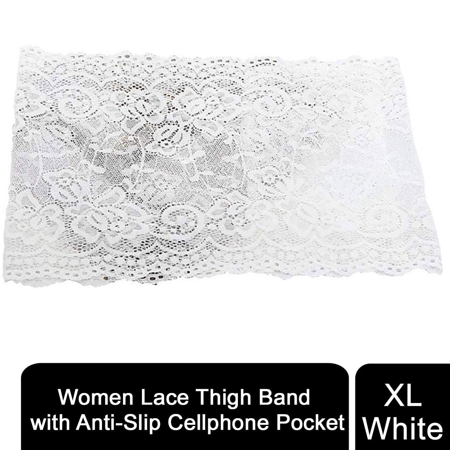 Aquarius Women's Lace Thigh Band with Anti-Slip Cellphone Pocket, Choose Colour