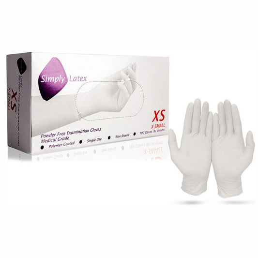 Aquarious Powdered and Powder Free Disposable Latex Gloves, Pack of 100[Extra Small - Powder Free Natural] White Extra Small, Small, Medium, Extra Large