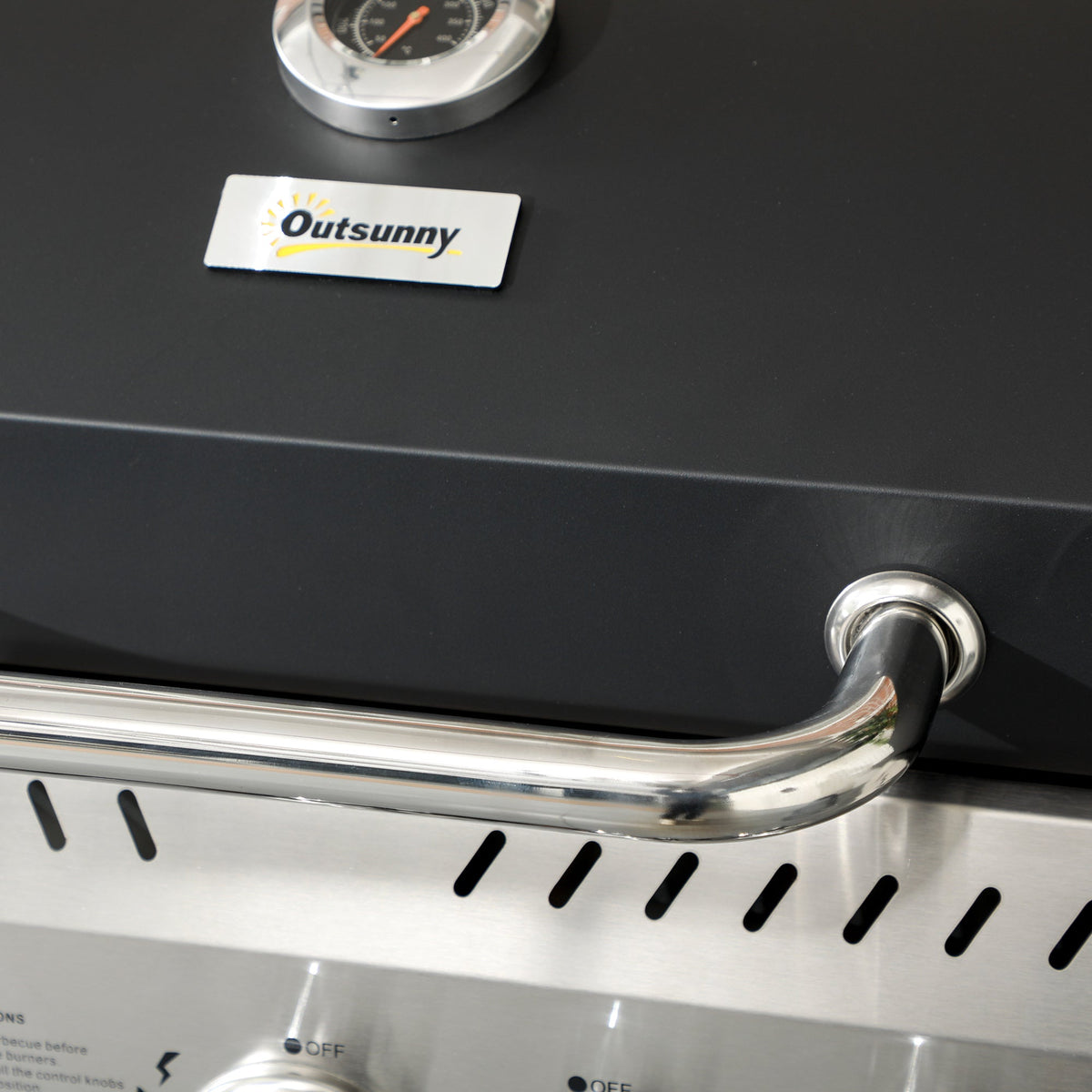 Outsunny 4+1 Burner Propane Gas Barbecue Grill with Thermometer, Bottle Opener