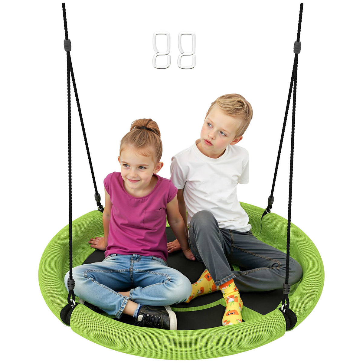 AIYAPLAY Nest Swing Seat, 100 cm Saucer Tree Swing Set for Kids