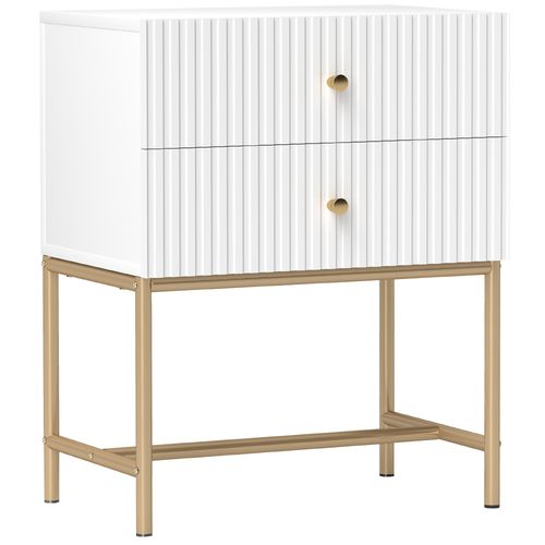 HOMCOM Modern Bedside Table with 2 Drawers for Bedroom