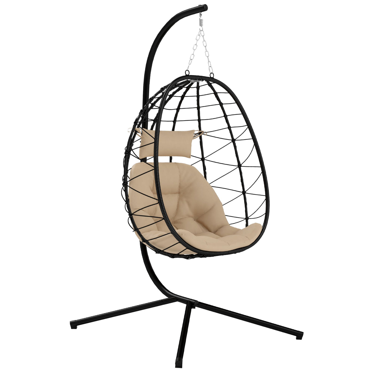 Outsunny Garden Egg Chair Outdoor Hanging Swing Chair, Folding Basket