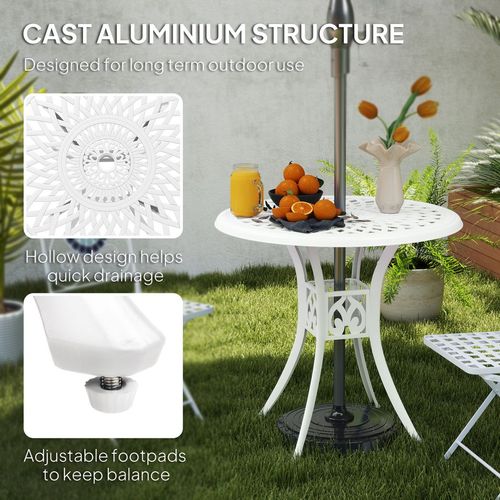 Outsunny 78 cm Round Garden Dining Table with Parasol Hole