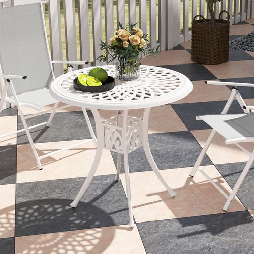 Outsunny 78 cm Round Garden Dining Table with Parasol Hole