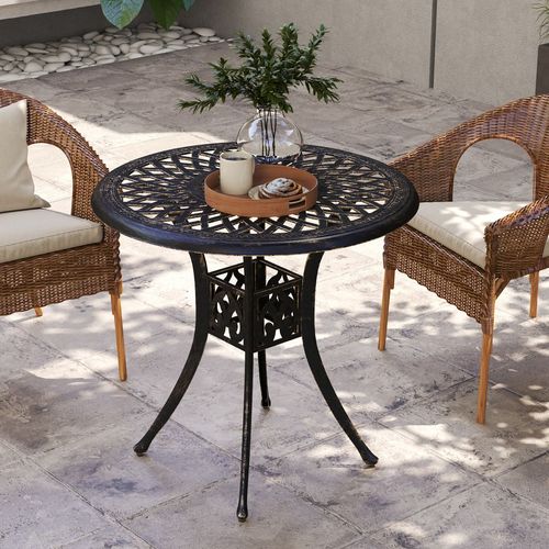 Outsunny 78 cm Round Garden Dining Table with Parasol Hole