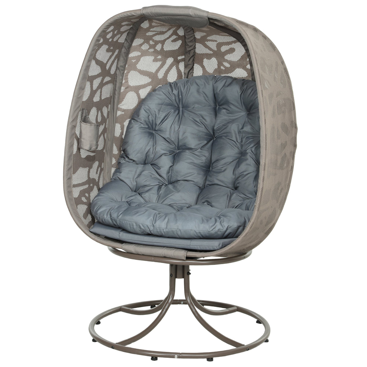 Outsunny Foldable Egg Chair with Cushions, Indoor Outdoor Swivel Lounger