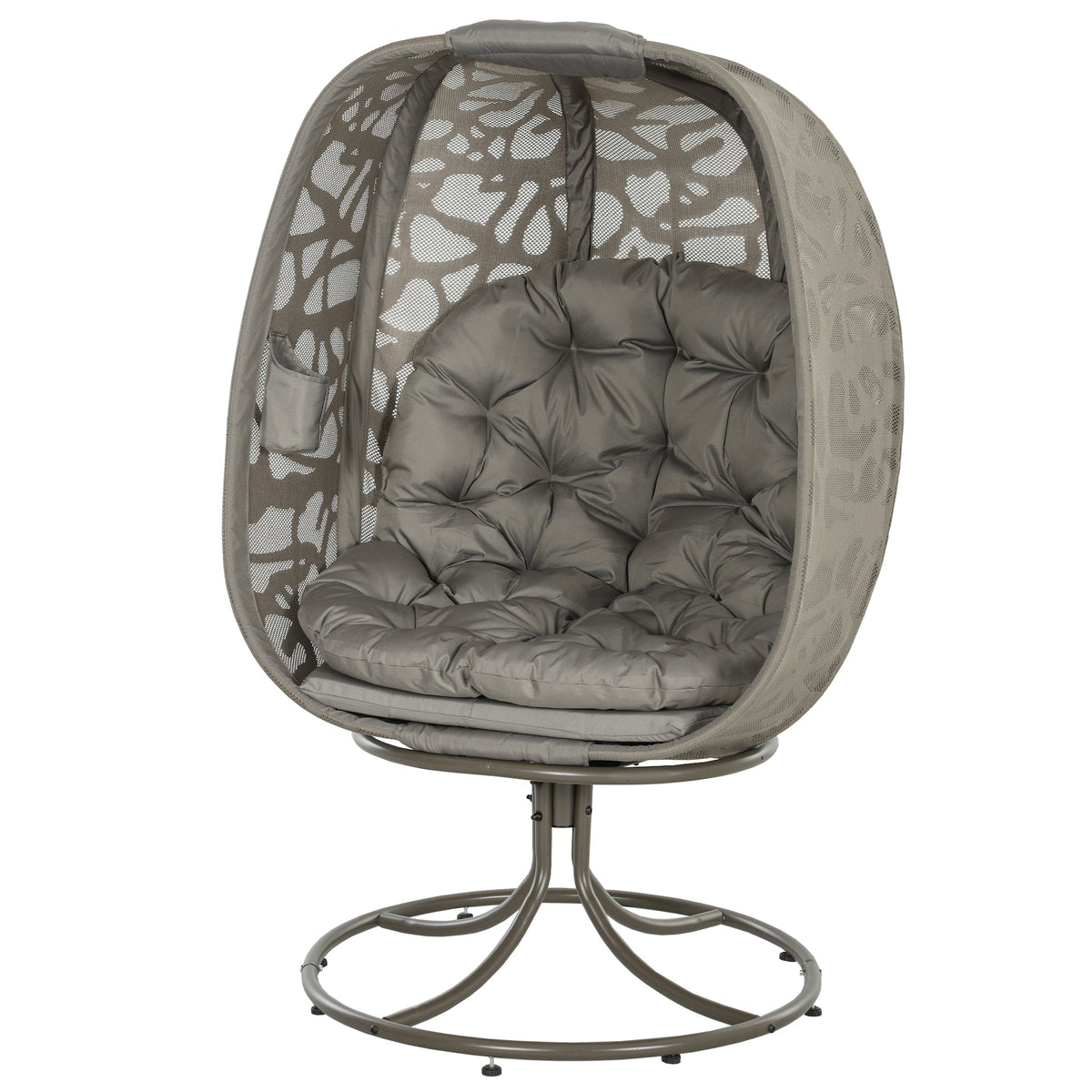 Outsunny Foldable Egg Chair with Cushions, Indoor Outdoor Swivel Lounger