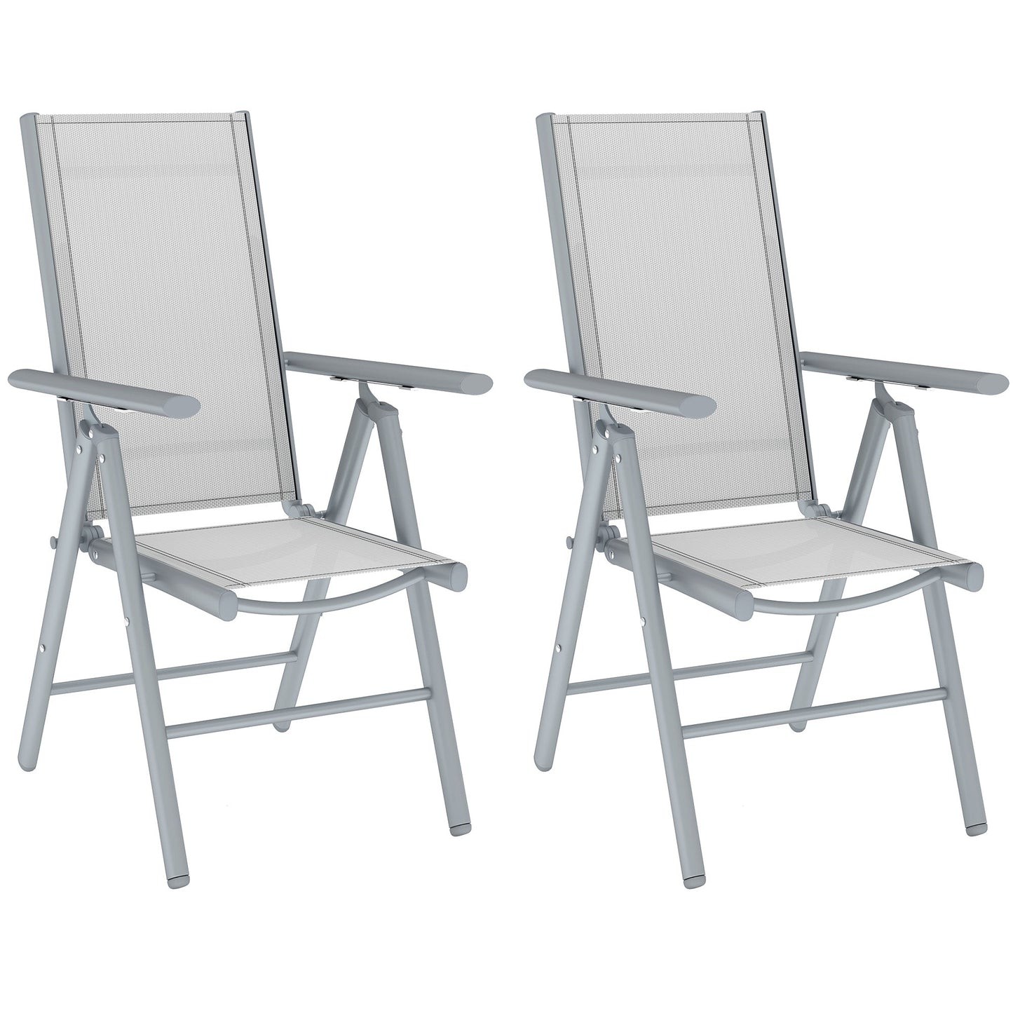 Outsunny 2PCS Folding Chair w/ Breathable Mesh Back and Seat