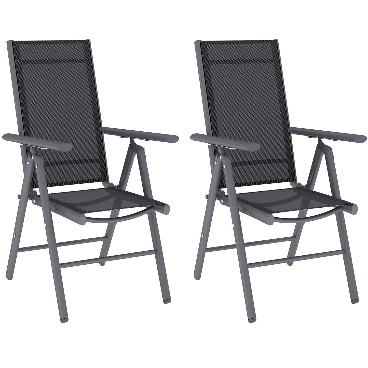 Outsunny 2PCS Folding Chair w/ Breathable Mesh Back and Seat