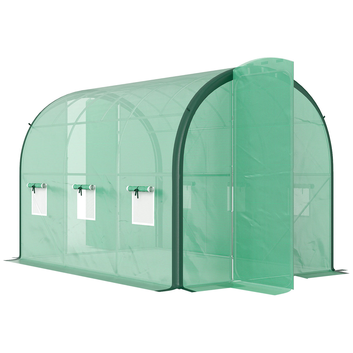 Outsunny Tunnel Greenhouse Upgraded Structure, Hinged Doors, 4 x 3(m)
