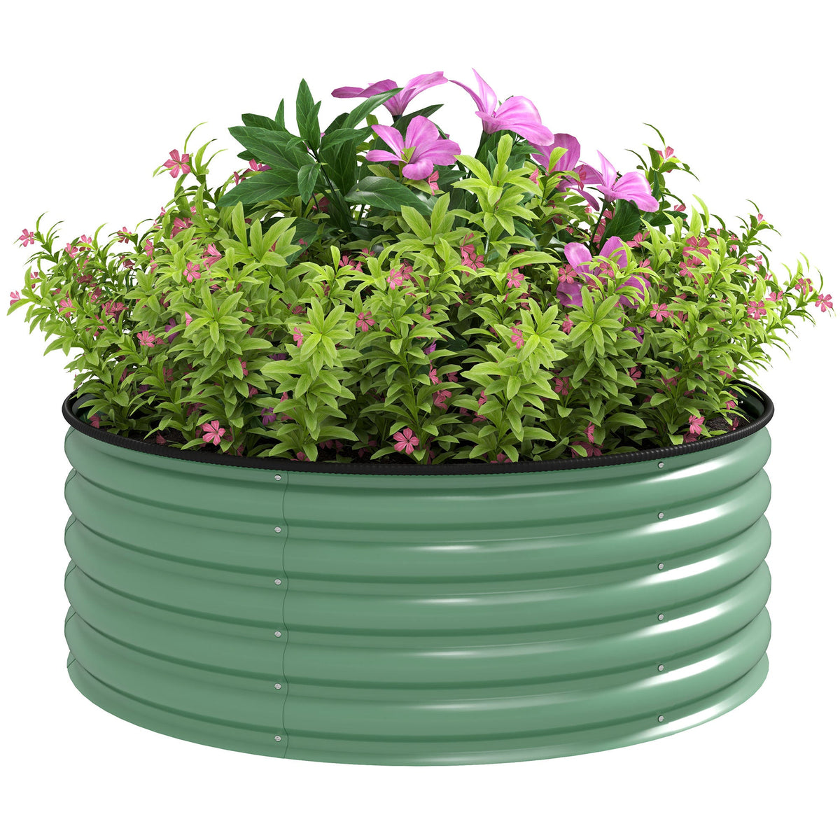 Outsunny Galvanised Planter with Gloves, 120 x 120 x 43cm