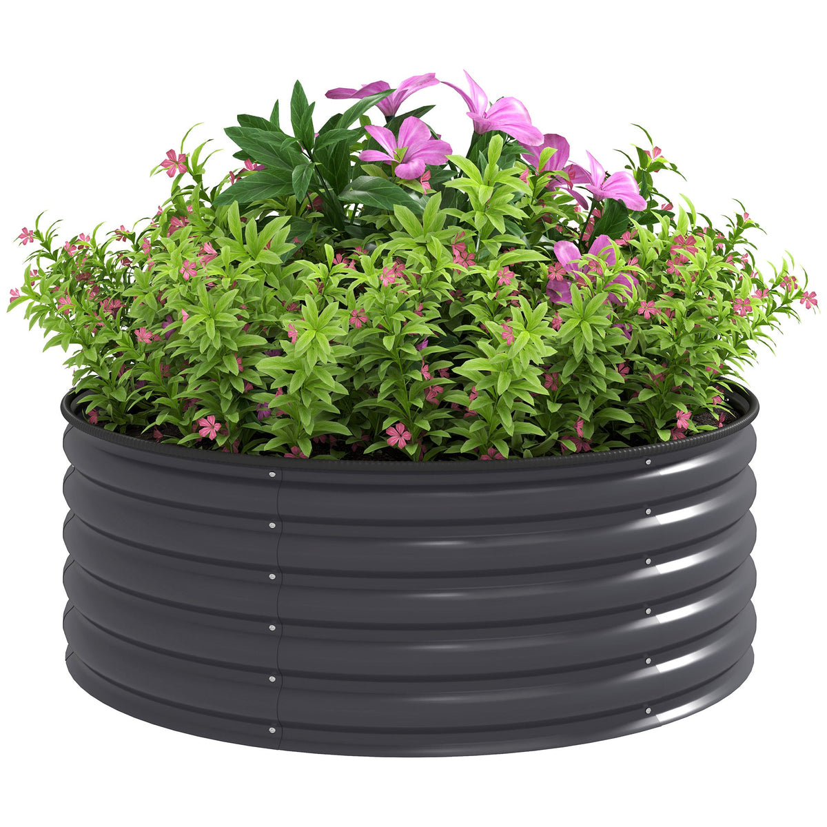 Outsunny Galvanised Planter with Gloves, 120 x 120 x 43cm