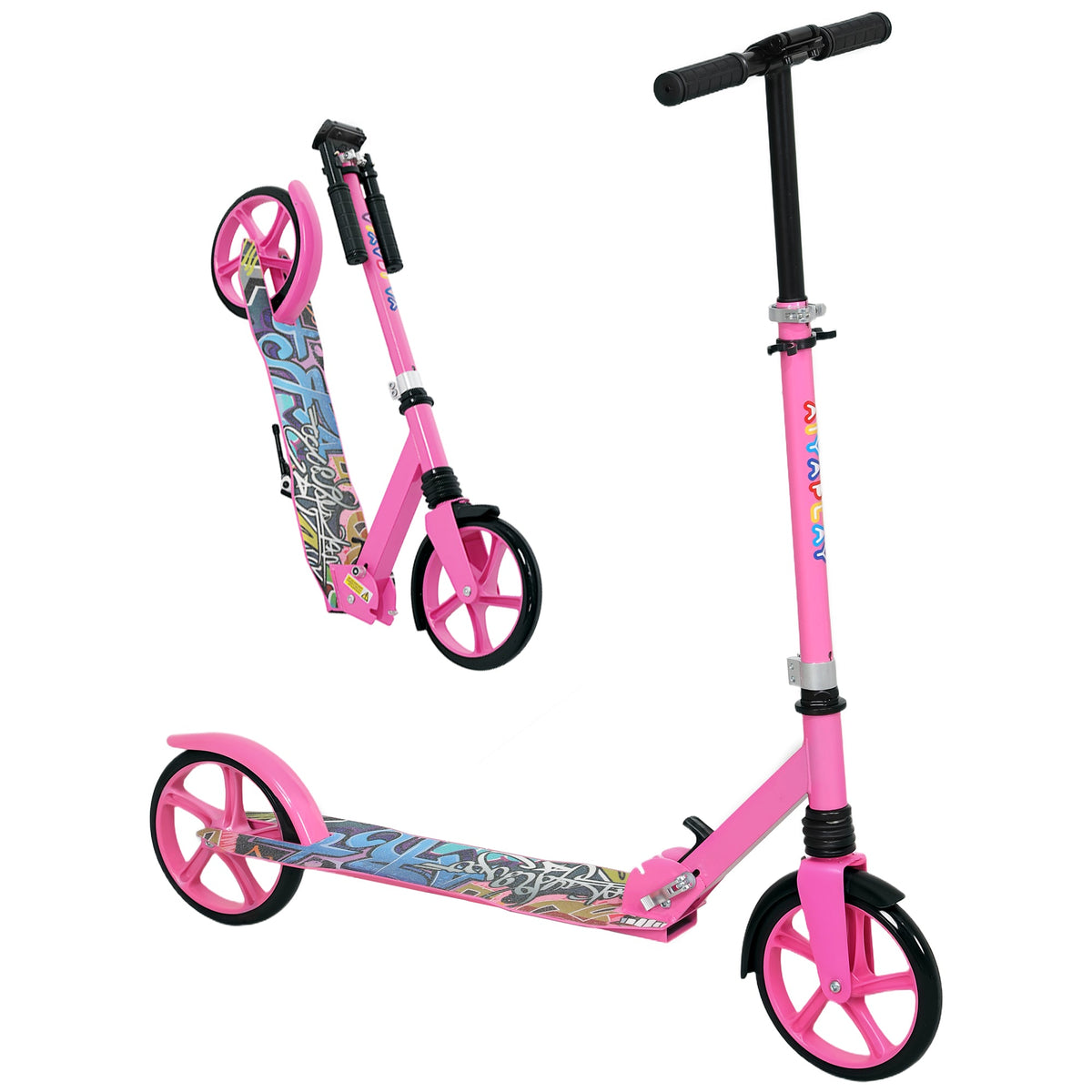 AIYAPLAY Kids Scooter, Foldable Kick Scooter w/ Adjustable Handlebar