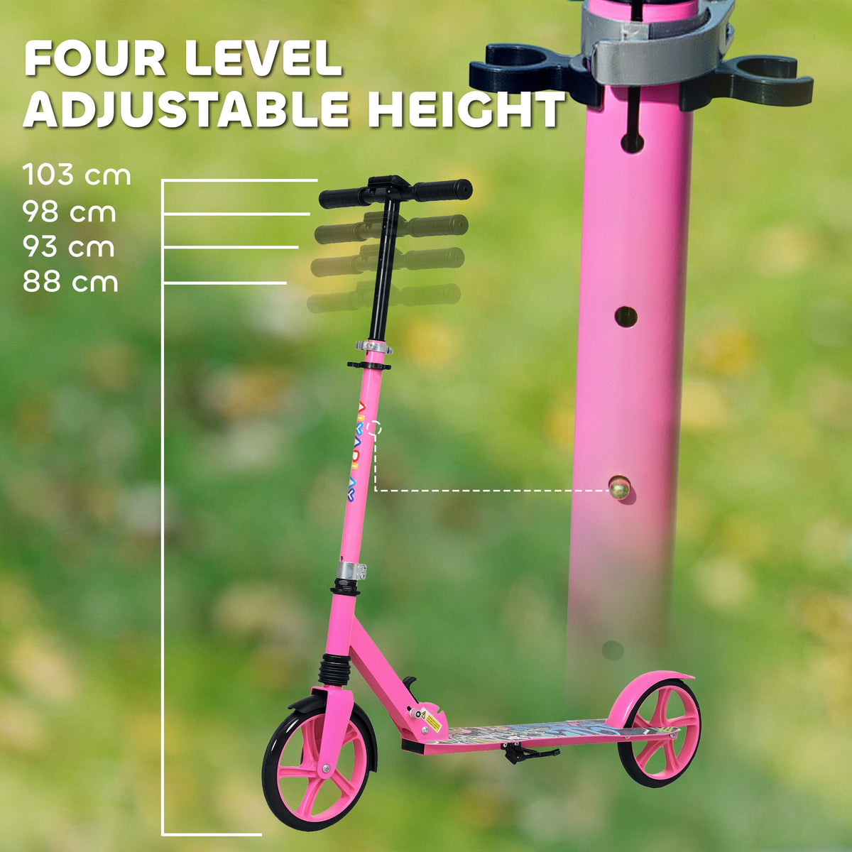 AIYAPLAY Kids Scooter, Foldable Kick Scooter w/ Adjustable Handlebar