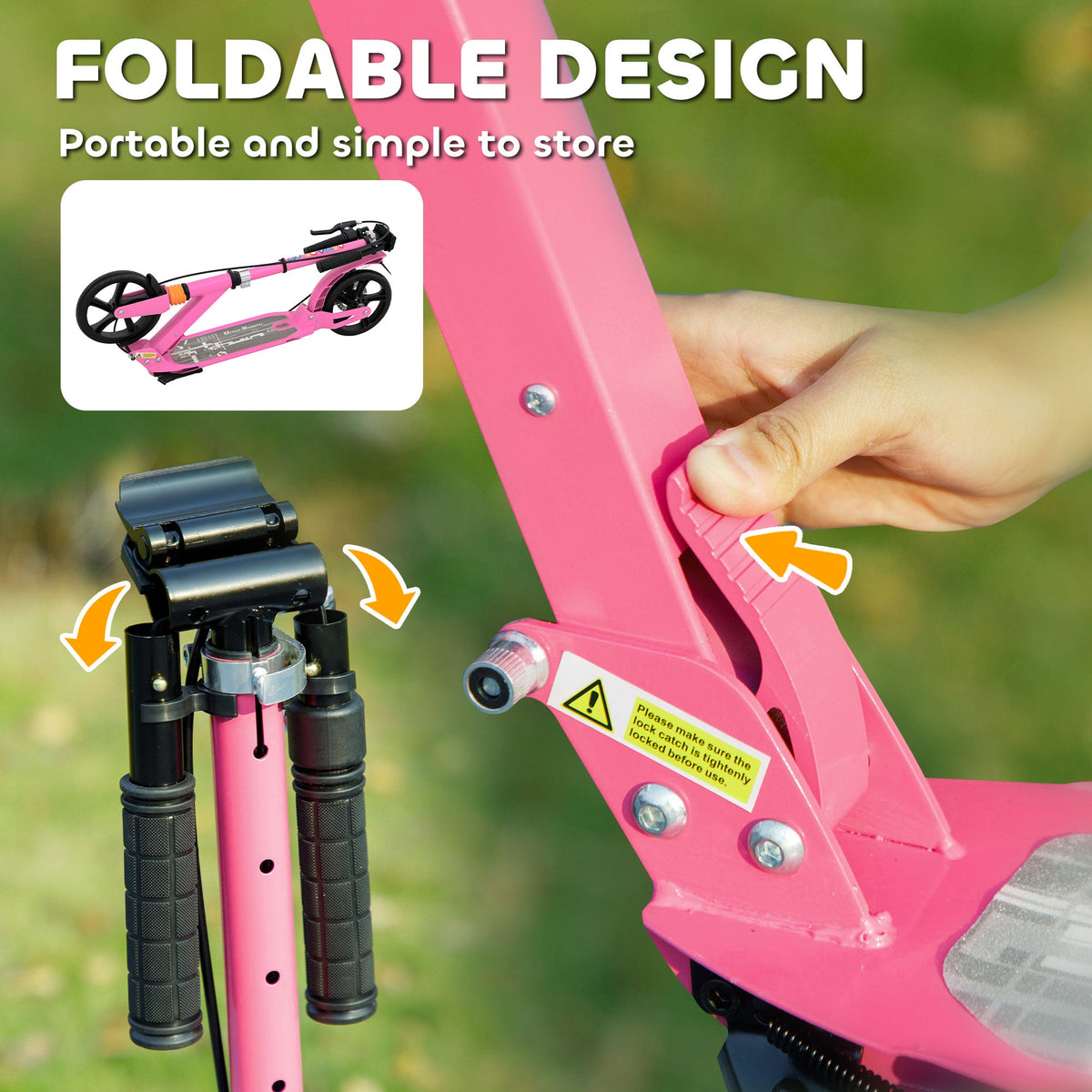 AIYAPLAY Kids Scooter, Foldable Kick Scooter w/ Adjustable Handlebar