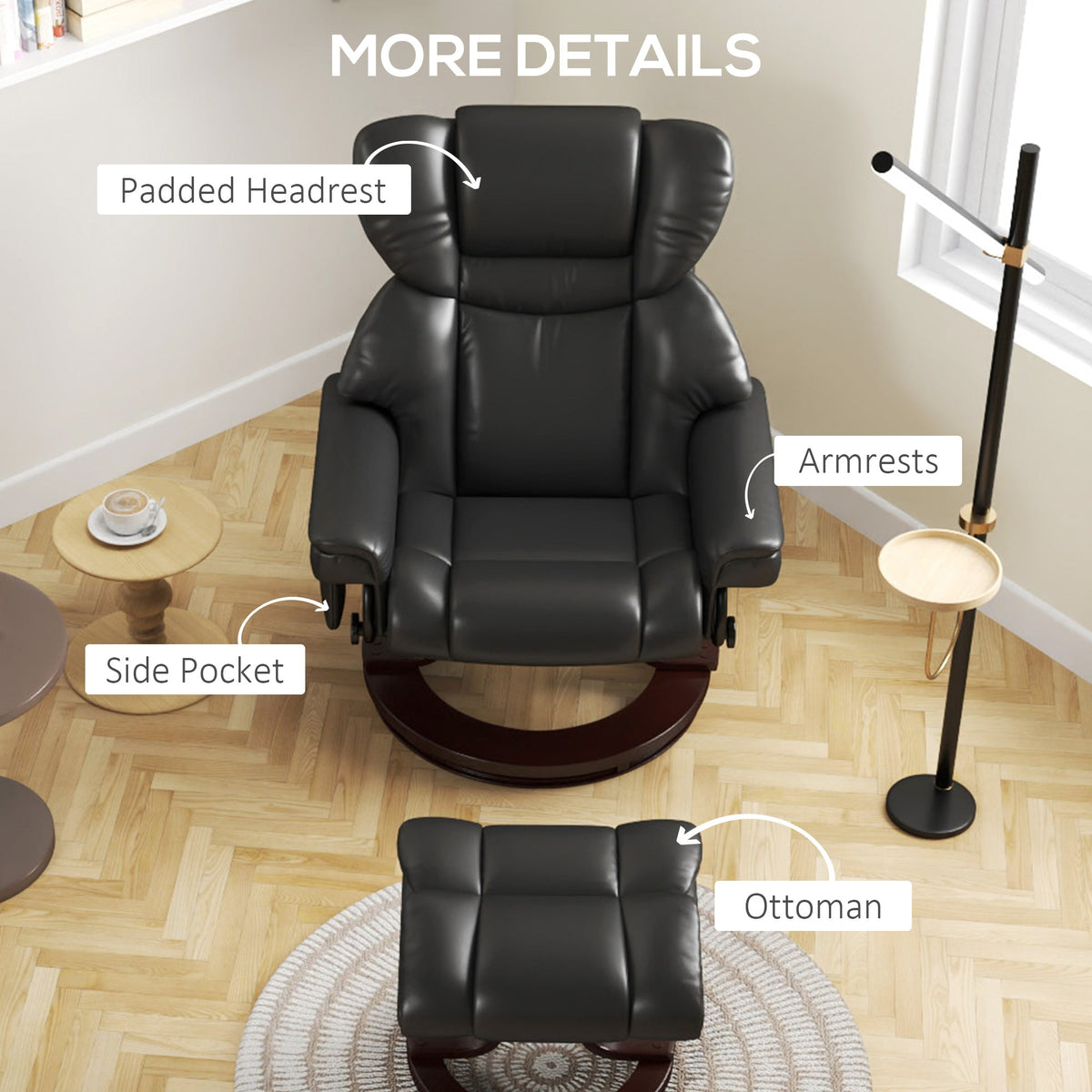 HOMCOM Massage Recliner Chair with Footstool and Adjustable Backrest