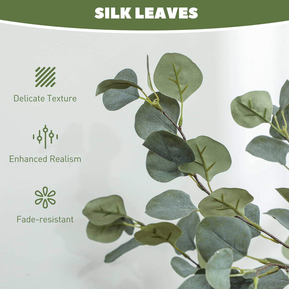 HOMCOM 2 Pack Artificial Plants, Faux Silk Eucalyptus Trees