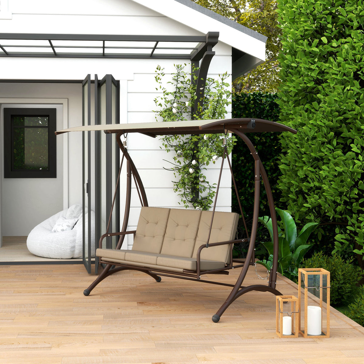 Outsunny 3 Seater Garden Swing Seat Bed with Adjustable Canopy
