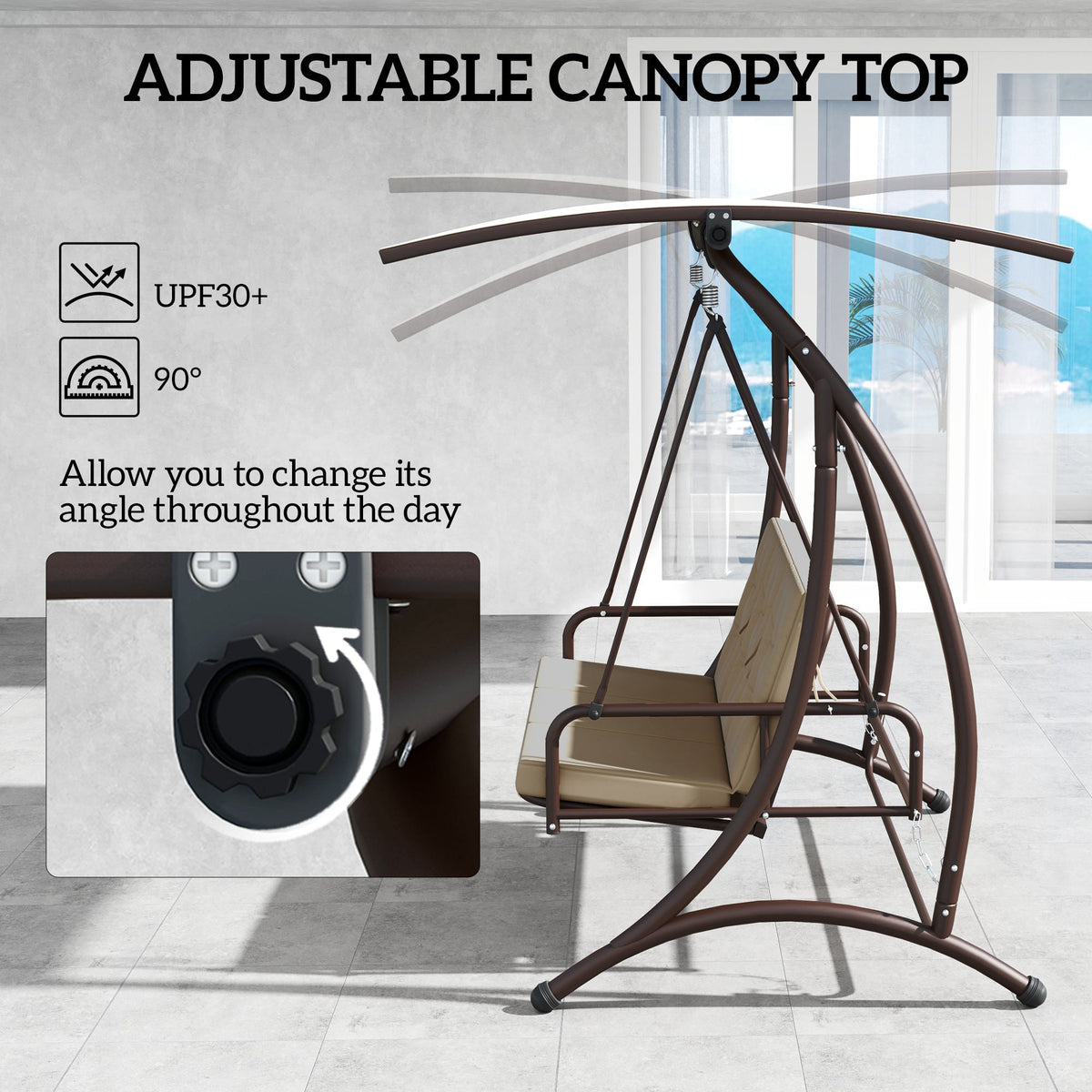 Outsunny 3 Seater Garden Swing Seat Bed with Adjustable Canopy
