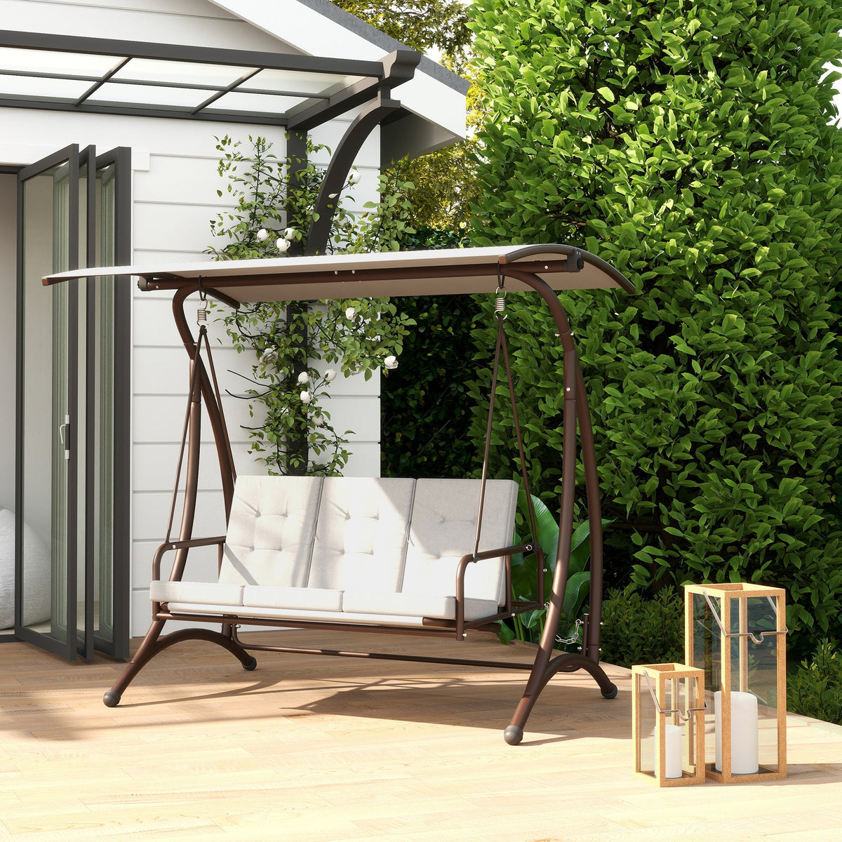 Outsunny 3 Seater Garden Swing Seat Bed with Adjustable Canopy