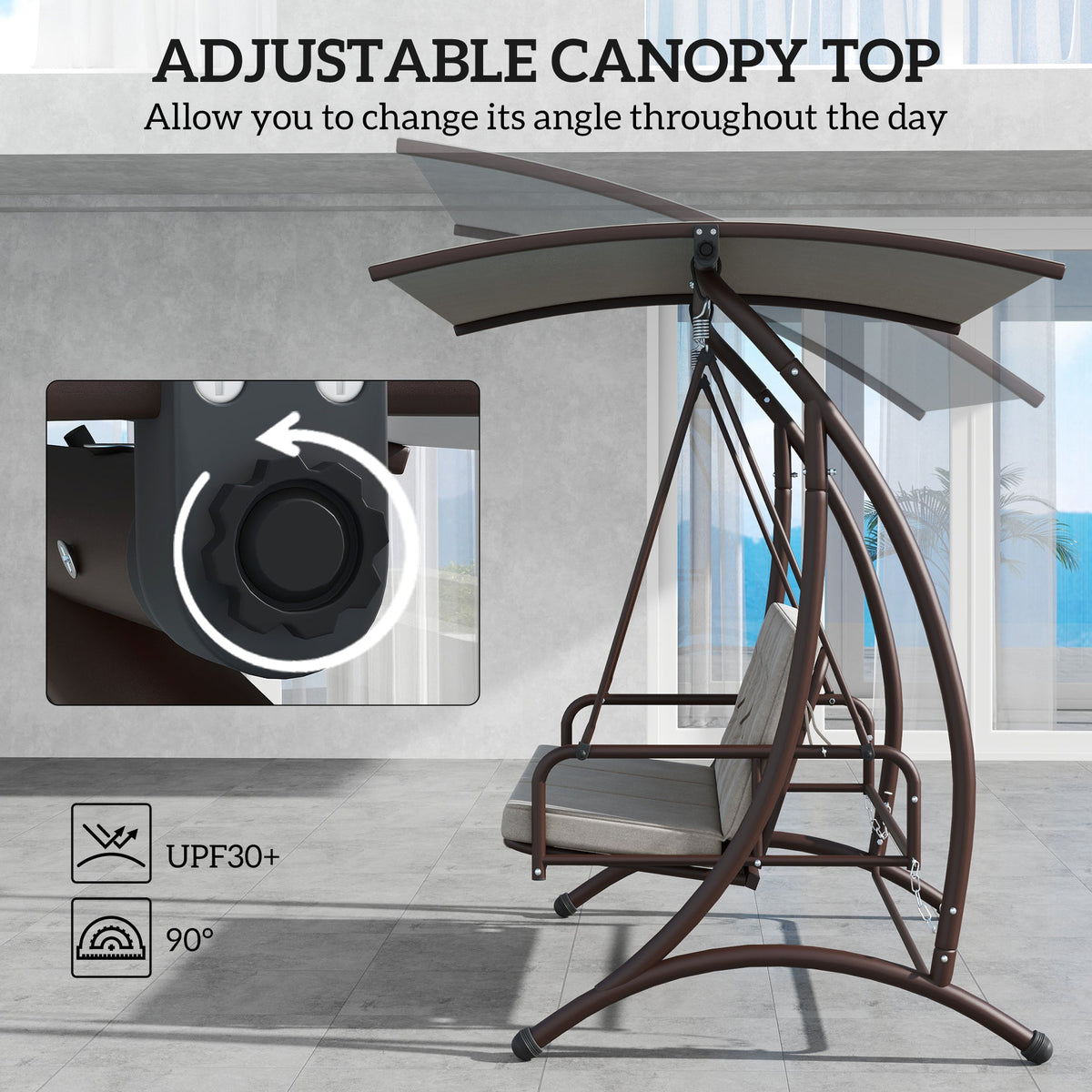 Outsunny 3 Seater Garden Swing Seat Bed with Adjustable Canopy