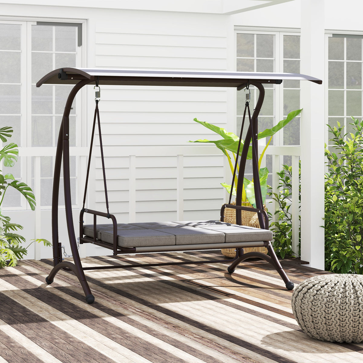 Outsunny 3 Seater Garden Swing Seat Bed with Adjustable Canopy