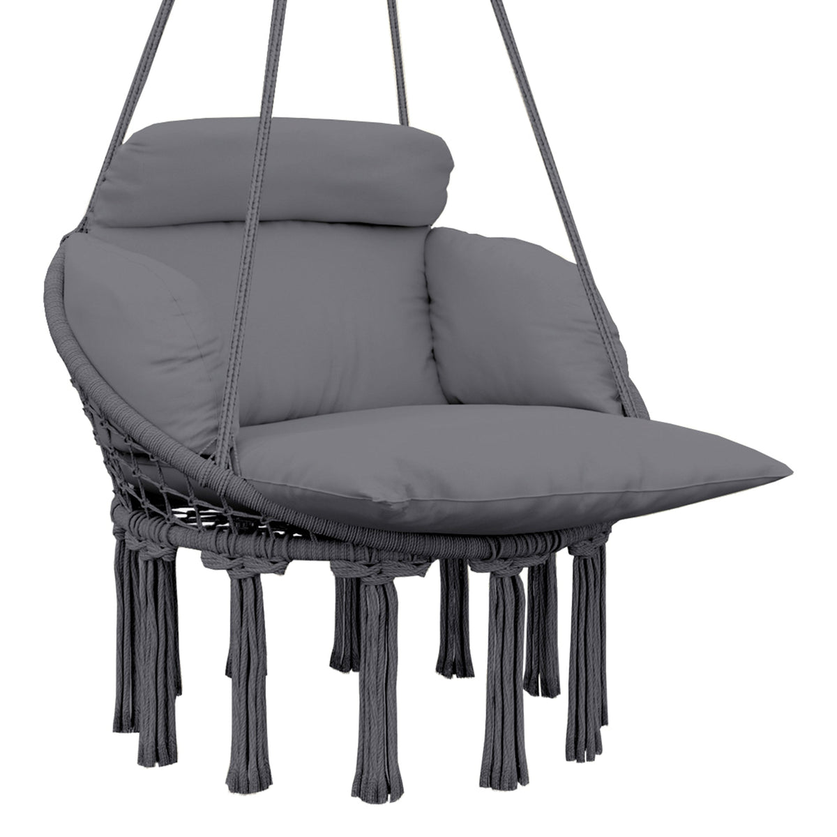 Outsunny Hammock Chair, Boho Hanging Swing Chair with Cushion