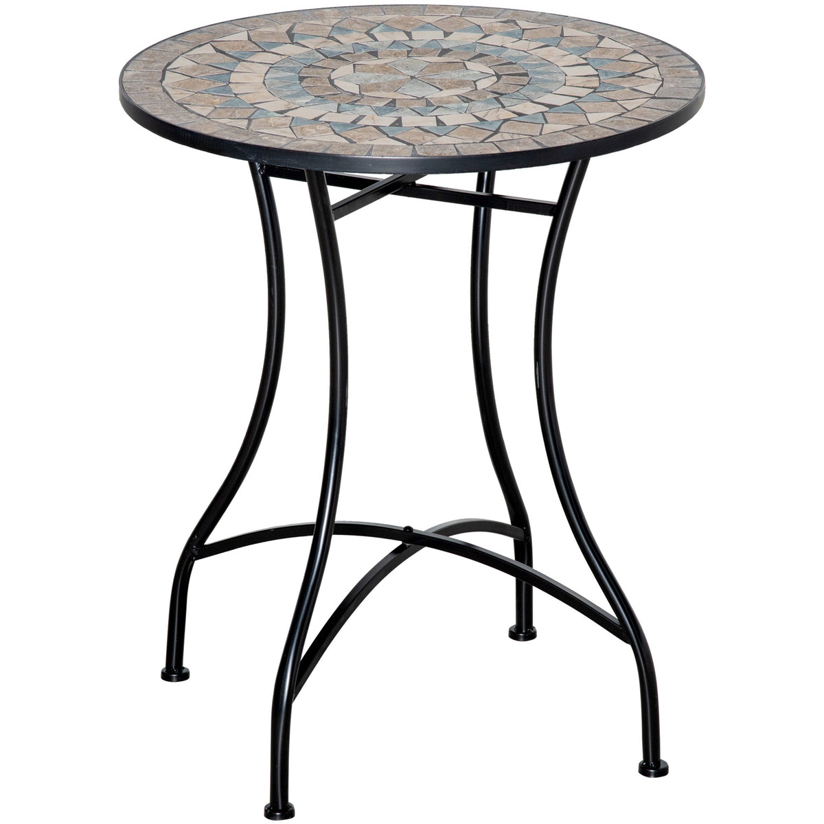 Outsunny 60cm Mosaic Round Bistro Table Outdoor Garden Side Table