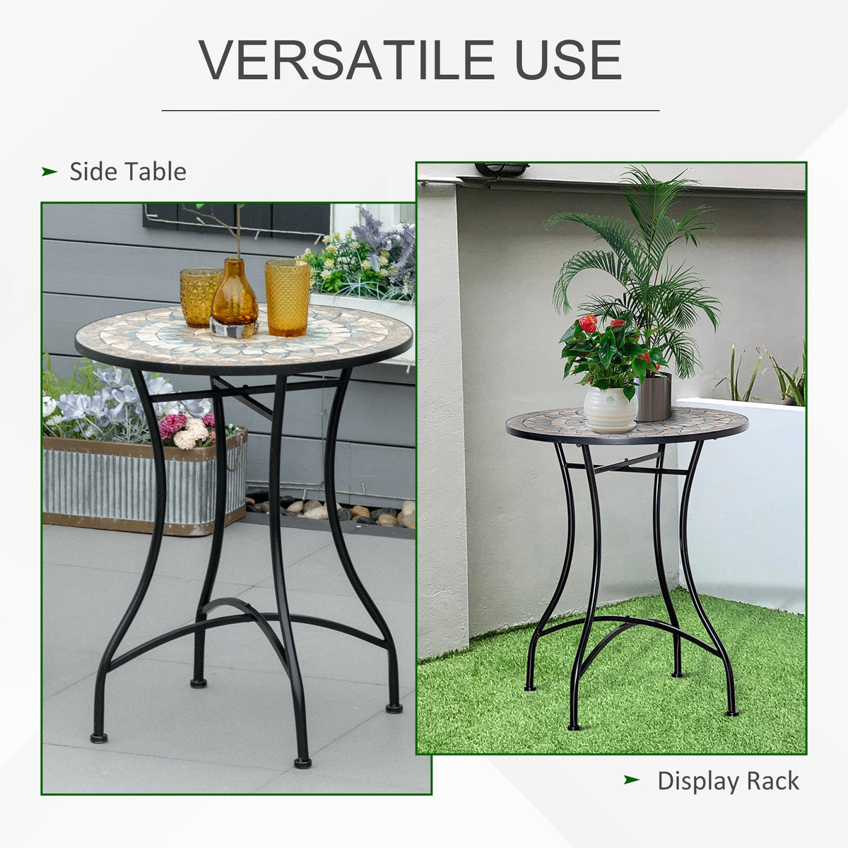 Outsunny 60cm Mosaic Round Bistro Table Outdoor Garden Side Table