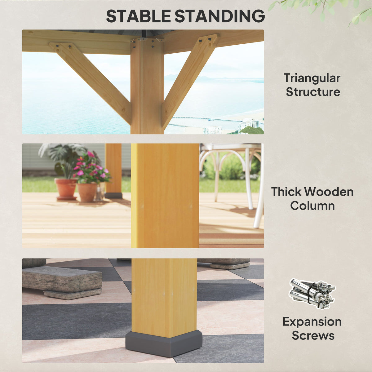 Outsunny 3x(3)M Double-Tier Hardtop Gazebo, Outdoor Patio Shelter