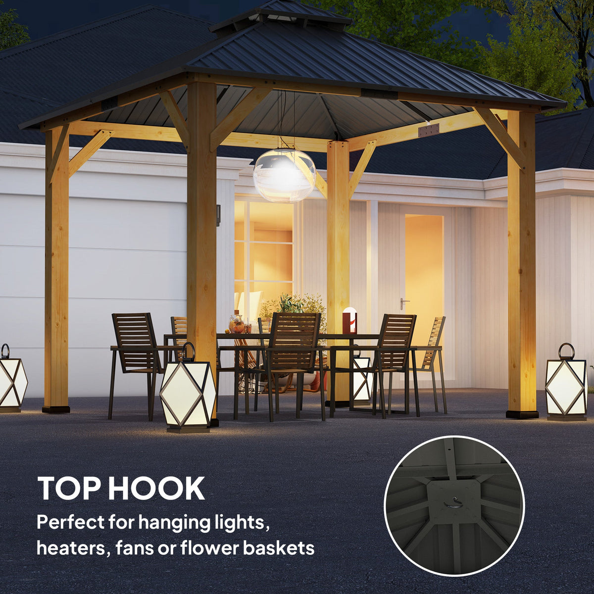 Outsunny 3x(3)M Double-Tier Hardtop Gazebo, Outdoor Patio Shelter