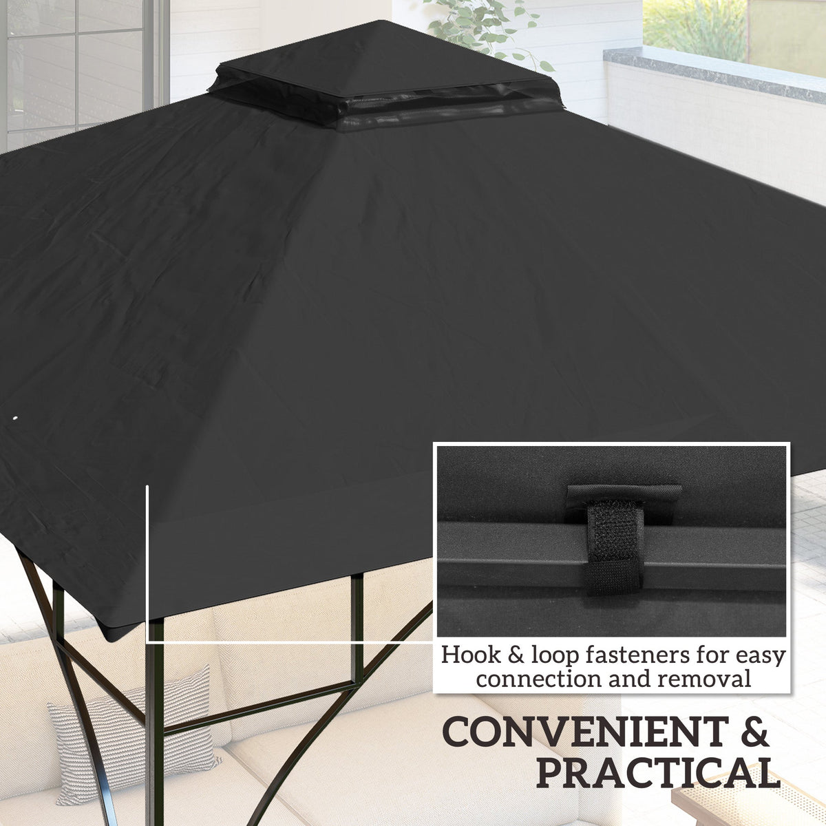 Outsunny Gazebo Canopy Replacement Cover 3 x 3(m) 2-Tier Roof Top for Garden