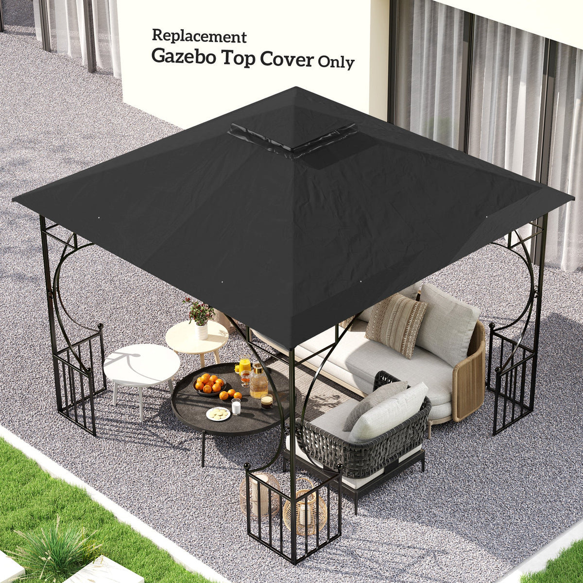 Outsunny Gazebo Canopy Replacement Cover 3 x 3(m) 2-Tier Roof Top for Garden