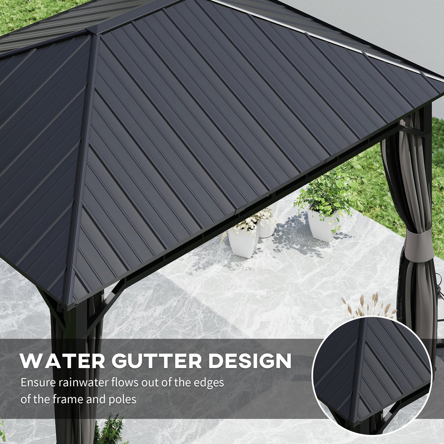 Outsunny 3 x 3(m) Hardtop Gazebo with Galvanised Steel Roof and Sides